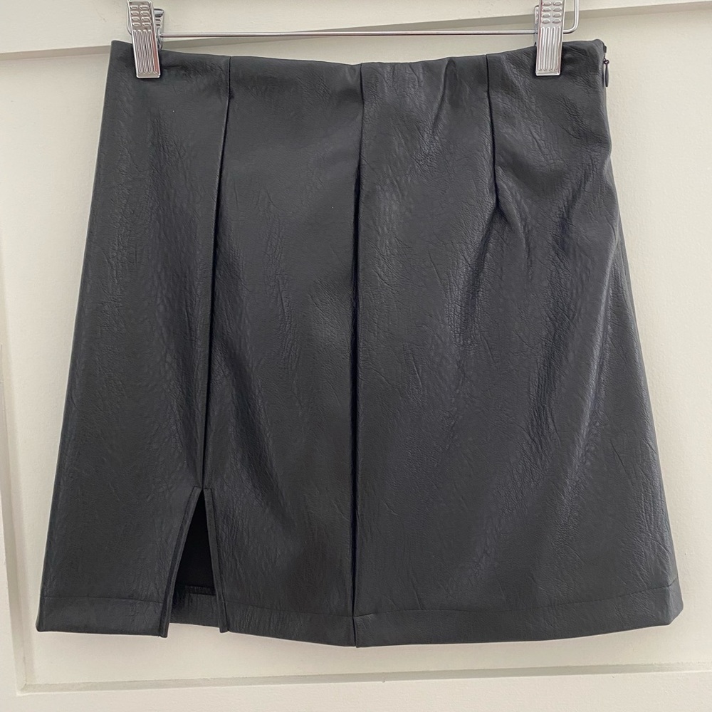 Wild Fable Side Slit Leather Mini Skirt